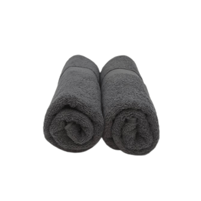 Camellia Hand Towel 50X100 Cm 550 Gsm Grey Diagonal Dobby 100% Cotton Set Of 2
