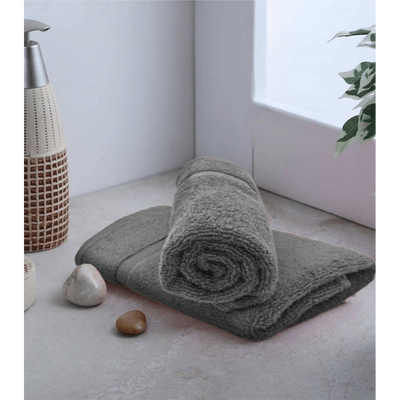 Camellia Hand Towel 50X100 Cm 550 Gsm Grey Diagonal Dobby 100% Cotton Set Of 2