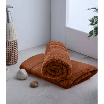 Camellia Hand Towel 50X100 Cm 550 Gsm Dark Brown Diagonal Dobby 100% Cotton Set Of 2