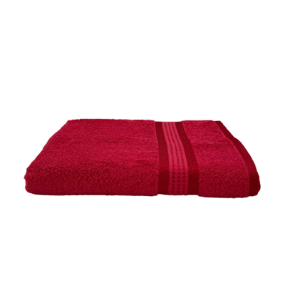 Daffodil Bath Towel Red Stripe Diamond Dobby (70 x 140 Cm) 100% Cotton - (Set of 1) 500 Gsm 