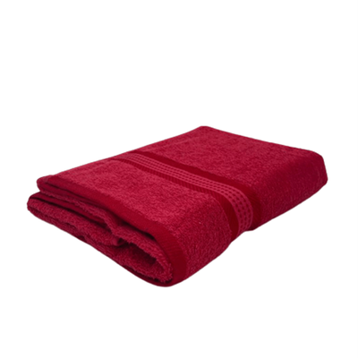 Daffodil Bath Towel Red Stripe Diamond Dobby (70 x 140 Cm) 100% Cotton - (Set of 1) 500 Gsm 