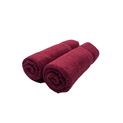 Daffodil Bath Towel Burgundy Stripe Diamond Dobby (70 x 140 Cm)  100% Cotton - (Set of 2) 500 Gsm