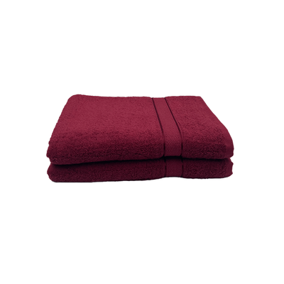 Daffodil Bath Towel Burgundy Stripe Diamond Dobby (70 x 140 Cm)  100% Cotton - (Set of 2) 500 Gsm