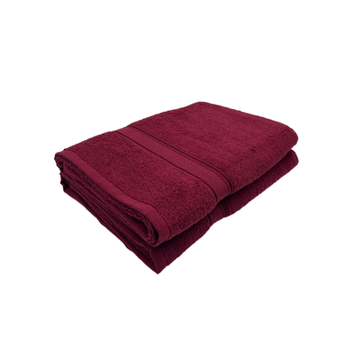 Daffodil Bath Towel Burgundy Stripe Diamond Dobby (70 x 140 Cm)  100% Cotton - (Set of 2) 500 Gsm