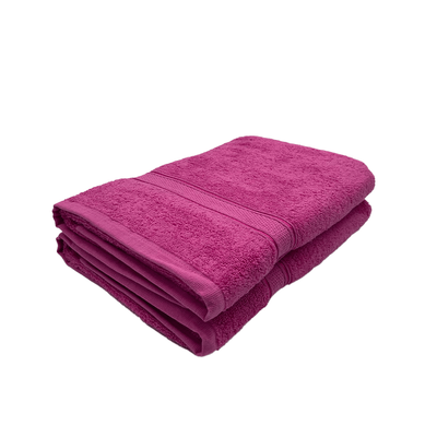 Daffodil Bath Towel Fuchsia Pink Stripe Diamond Dobby (70 x 140 Cm)  100% Cotton - (Set of 2) 500 Gsm