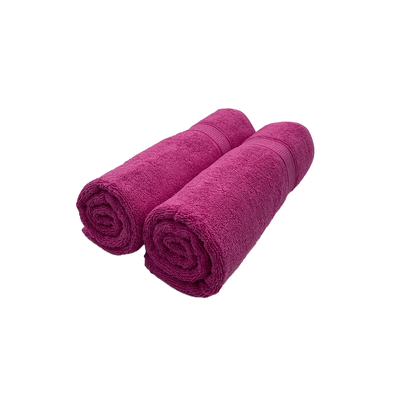 Daffodil Bath Towel Fuchsia Pink Stripe Diamond Dobby (70 x 140 Cm)  100% Cotton - (Set of 2) 500 Gsm