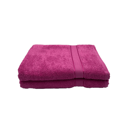Daffodil Bath Towel Fuchsia Pink Stripe Diamond Dobby (70 x 140 Cm)  100% Cotton - (Set of 2) 500 Gsm