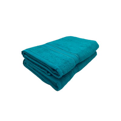 Daffodil Bath Towel Turquoise Blue Stripe Diamond Dobby (70 x 140 Cm)  100% Cotton - (Set of 2) 500 Gsm