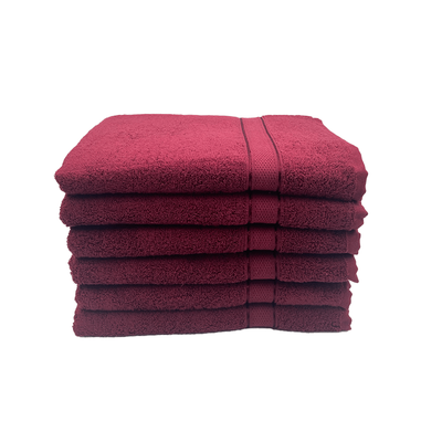 Daffodil Bath Towel Burgundy Stripe Diamond Dobby (70 x 140 Cm)  100% Cotton - (Set of 6) 500 Gsm