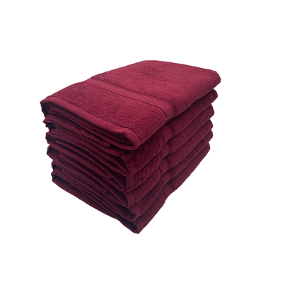 Daffodil Bath Towel Burgundy Stripe Diamond Dobby (70 x 140 Cm)  100% Cotton - (Set of 6) 500 Gsm