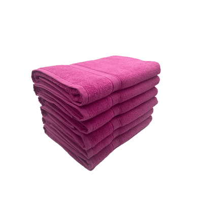 Daffodil Bath Towel Fuchsia Pink Stripe Diamond Dobby (70 x 140 Cm)  100% Cotton - (Set of 6) 500 Gsm