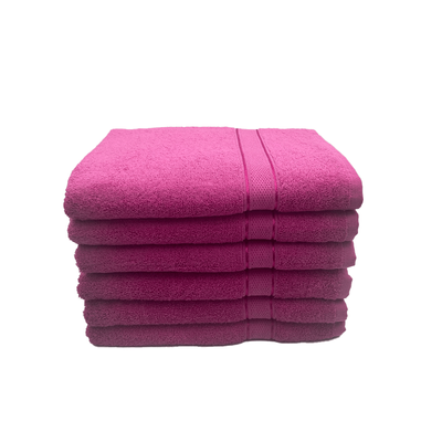 Daffodil Bath Towel Fuchsia Pink Stripe Diamond Dobby (70 x 140 Cm)  100% Cotton - (Set of 6) 500 Gsm