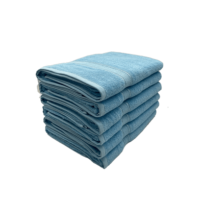 Daffodil Bath Towel Light Blue Stripe Diamond Dobby (70 x 140 Cm)  100% Cotton - (Set of 6) 500 Gsm