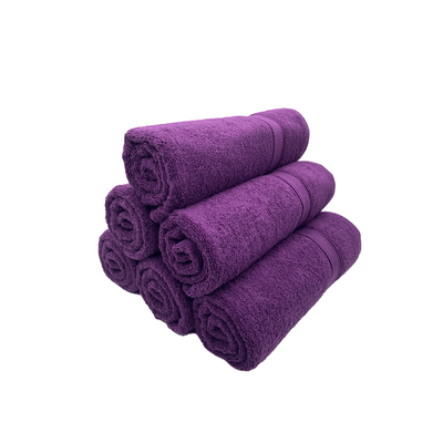 Daffodil Bath Towel Purple Stripe Diamond Dobby (70 x 140 Cm)  100% Cotton - (Set of 6) 500 Gsm