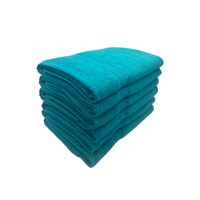 Daffodil Bath Towel Turquoise Blue Stripe Diamond Dobby (70 x 140 Cm)  100% Cotton - (Set of 6) 500 Gsm