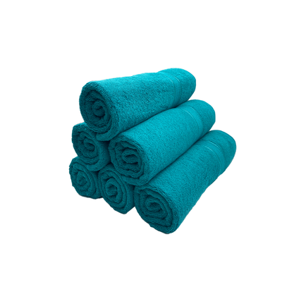 Daffodil Bath Towel Turquoise Blue Stripe Diamond Dobby (70 x 140 Cm)  100% Cotton - (Set of 6) 500 Gsm