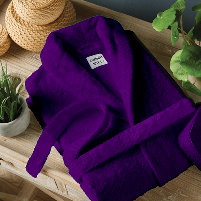 Daffodil Bathrobe (Purple) 100% TERRY Cotton - (Set of 1)  400 Gsm