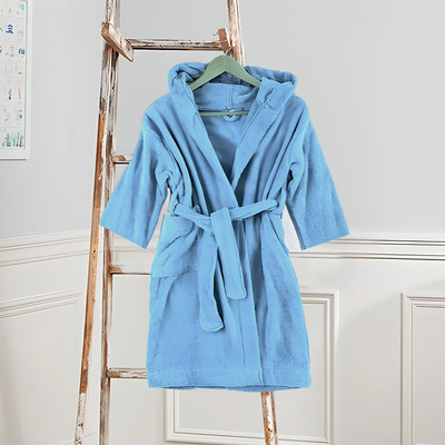 Daffodil Bathrobe 10 YEAR (Light Blue) 100% TERRY Cotton - (Set of 1) 400 Gsm