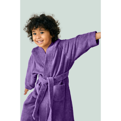 Daffodil Bathrobe 6 YEAR (Purple) 100% TERRY Cotton - (Set of 1) 400 Gsm