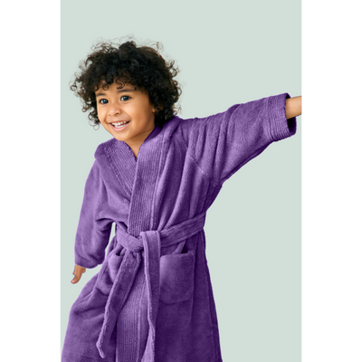 Daffodil Bathrobe 8 YEAR (Purple) 100% TERRY Cotton - (Set of 1) 400 Gsm