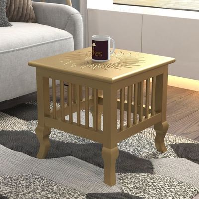 Mango Wood Handmade Carving Classic Side Table for Living Room