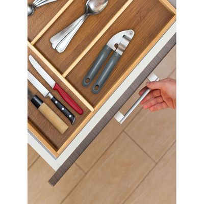 4 Compartments Bamboo Kitchen Knives Tray Organizer