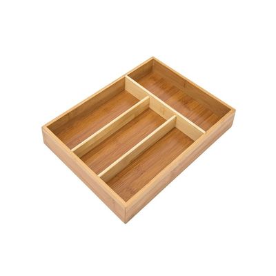 4 Section Bamboo Organiser Cutlery Organiser Tray Kitchen Drawer Organiser