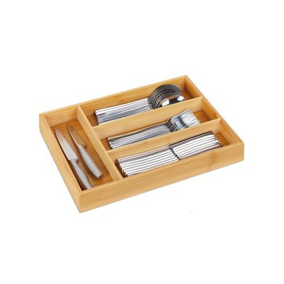 4 Section Bamboo Organiser Cutlery Organiser Tray Kitchen Drawer Organiser