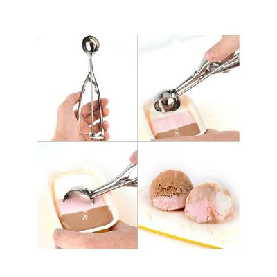 2 Pieces Stainless Steel Ball Ice Cream Scoop 6 cm