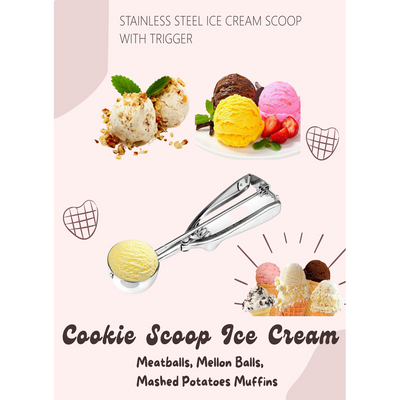2 Pieces Stainless Steel Ball Ice Cream Scoop 6 cm