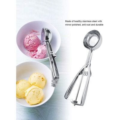2 Pieces Spring Ice Cream Scoop Silver 6cm