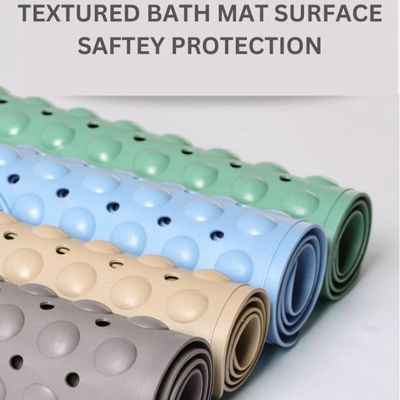 Anti-Slip Massage Beige Bathroom Bath Tub Mats with Suction Cup and Drain Hole Quick Drying Shower Floor Mat (40×70CM)
