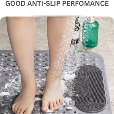 Anti-Slip Massage Green Bathroom Bath Tub Mats with Suction Cup and Drain Hole Quick Drying Shower Floor Mat (40×70CM)