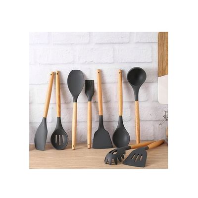 12PCS Kitchen Utensil Set Silicone Cooking Utensils Kit Spatula Heat Resistant Wooden Spoons Gadgets Tool for Non-Stick Cookware