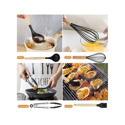 12 Pcs Silicone Kitchen Utensils Set with Holder Cooking Utensil Sets