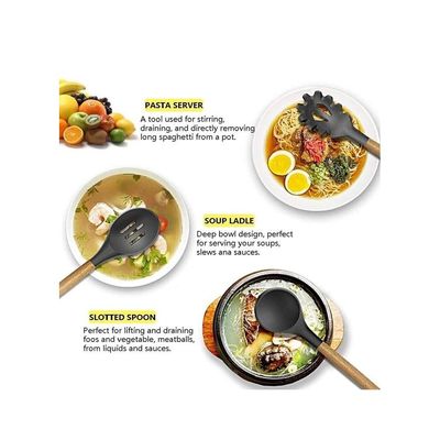 Kitchen Utensil Set, 12 Pcs Silicone Cooking Utensils with Holder, Non-Stick