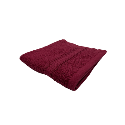 Daffodil Face Towel Burgundy Stripe Diamond Dobby (30 x 30 Cm) 100% Cotton - (Set of 1) 500 Gsm