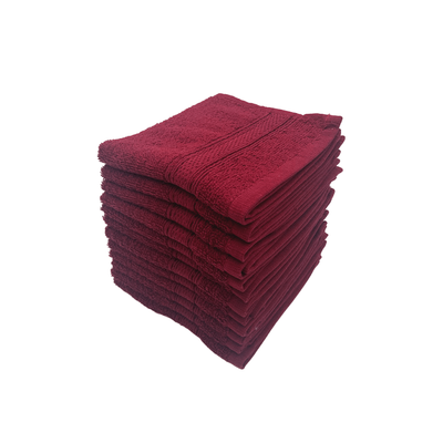 Daffodil Face Towel Burgundy Stripe Diamond Dobby (30 x 30 Cm) 100% Cotton - (Set of 1) 500 Gsm