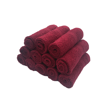 Daffodil Face Towel Burgundy Stripe Diamond Dobby (30 x 30 Cm) 100% Cotton - (Set of 1) 500 Gsm