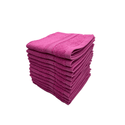 Daffodil Face Towel Fuchsia Pink Stripe Diamond Dobby (30 x 30 Cm) 100% Cotton - (Set of 12) 500 Gsm