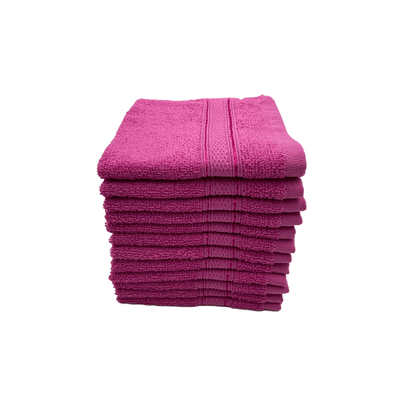 Daffodil Face Towel Fuchsia Pink Stripe Diamond Dobby (30 x 30 Cm) 100% Cotton - (Set of 1) 500 Gsm