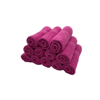 Daffodil Face Towel Fuchsia Pink Stripe Diamond Dobby (30 x 30 Cm) 100% Cotton - (Set of 12) 500 Gsm