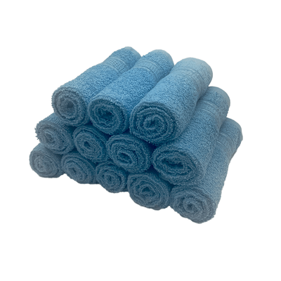 Daffodil Face Towel Light Blue Stripe Diamond Dobby (30 x 30 Cm) 100% Cotton - (Set of 1) 500 Gsm