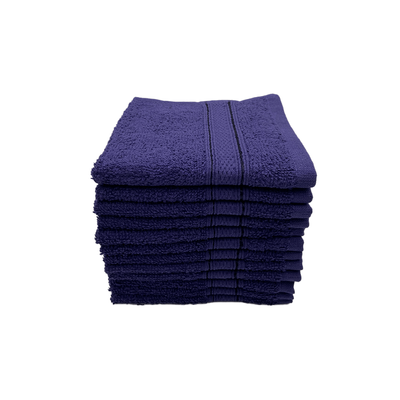 Daffodil Face Towel Navy Blue Stripe Diamond Dobby (30 x 30 Cm) 100% Cotton - (Set of 1) 500 Gsm