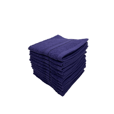 Daffodil Face Towel Navy Blue Stripe Diamond Dobby (30 x 30 Cm) 100% Cotton - (Set of 12) 500 Gsm