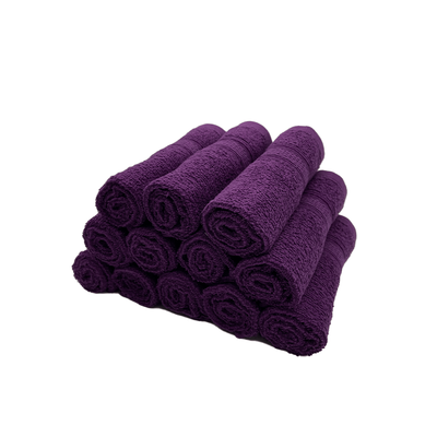 Daffodil Face Towel Purple Stripe Diamond Dobby (30 x 30 Cm) 100% Cotton - (Set of 1) 500 Gsm