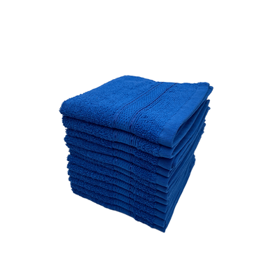 Daffodil Face Towel Royal Blue Stripe Diamond Dobby (30 x 30 Cm) 100% Cotton - (Set of 1) 500 Gsm