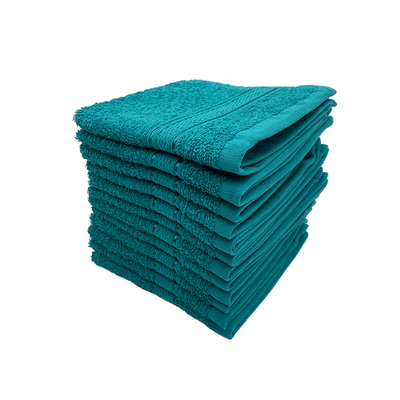 Daffodil Face Towel Turquoise Blue Stripe Diamond Dobby (30 x 30 Cm) 100% Cotton - (Set of 1) 500 Gsm