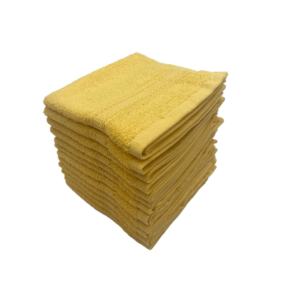 Daffodil Face Towel Yellow Stripe Diamond Dobby (30 x 30 Cm) 100% Cotton - (Set of 1) 500 Gsm