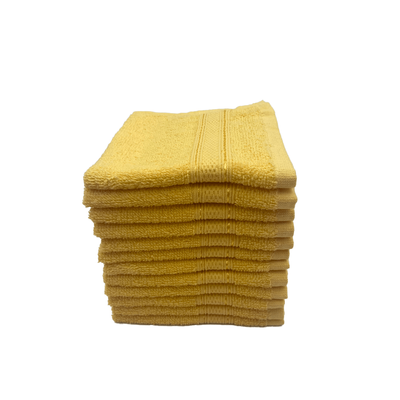 Daffodil Face Towel Yellow Stripe Diamond Dobby (30 x 30 Cm) 100% Cotton - (Set of 1) 500 Gsm